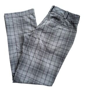 Nike Golf Tour Performance Dri-Fit Stretch Grey Black Plaid Check Womens 8